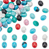 48pcs 8 colors Dyed Synthetic Turquoise Cabochons, Oval, Mixed Color, 10x8x3.5mm, 6pcs/color