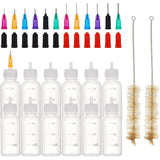 30ml Plastic Glue Liquid Container, Bottle Dispenser, Bottle Stoppers, Plastic Fluid Precision Blunt Needle Dispense Tips, Mixed Color, 82x29mm