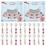 Autumn Theme Acrylic Beaded Locking Stitch Markers, Zinc Alloy Lobster Claw Clasps Locking Stitch Marker, Mixed Color, 4.2cm, 10pcs/set