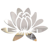 Mirror Wall Stickers, Self Adhesive Acrylic Mirror Sheets, for Home Living Room Bedroom Decor, Lotus, Silver, 35x25cm