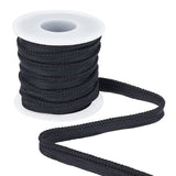 10 Yards Polyester Twisted Lip Cord Trim, Twisted Cord Trim Ribbon, with Plastic Empty Spools, Black, 3/8 inch(10mm)