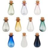 9pcs 9 colors Glass Cork Bottles Ornament, Glass Empty Wishing Bottles, DIY Vials for Pendant Decorations, Mixed Color, 1.55x2.7~2.8cm, 1pc/color