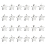 24Pcs Sterling Silver Beads, Star, with 1Pc Suede Fabric Square Silver Polishing Cloth, Silver, Bead: 4x4x1.8mm, Hole: 0.7mm