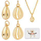 10Pcs Brass Pendants, Long-Lasting Plated, Shell, Real 18K Gold Plated, 10.5x6.5x2.5mm, Hole: 2.5mm