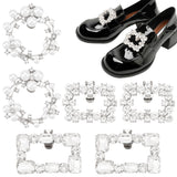 6Pcs 3 StyleCrystal Rhinestone Shoe Decoration, Detachable Shoe Buckle Clips, with Alloy Findings and Plastic Imitation Pearl, Wreath & Rectangle, Platinum, 51.5~62x40~52.5x9.8~15mm, 2pcs/style