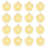 40Pcs Light Gold Plated Alloy Enamel Pendants, Cadmium Free & Nickel Free & Lead Free, Lemon Slice, Yellow, 26x23x2mm, Hole: 2mm