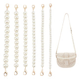 6Pcs 6 Style Resin Imitation Pearl Beaded Chain Purse Strap Extenders, with Zinc Alloy Lobster Claw Clasp, for Handbag Handle Replacement Accessories, Light Gold, 25cm, Bead: 8~18mm, 1pc/style