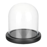 Glass Cover, Decorative Display Case, Cloche Bell Jar Terrarium with Wood Base, Black, 143x130mm
