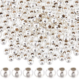 Brass Spacer Beads, Long-Lasting Plated, Round, 925 Sterling Silver Plated, 3.5mm, Hole: 1.4mm, about 300pcs/box