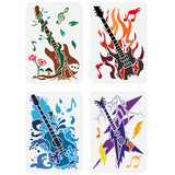 4Pcs 4 Styles PET Hollow Out Drawing Painting Stencils, for DIY Scrapbook, Photo Album, Guitar, 297x210mm, 1pc/style