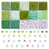 DIY Beads Jewelry Making Finding Kit, Including 156g Lustered Glass Seed & 150Pcs Letter Acrylic Beads, Mixed Color