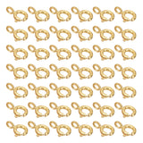 40Pcs Brass Spring Ring Clasps, Nickel Free, Real 14K Gold Plated, 8x6x1mm, Hole: 1.6mm