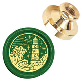 Golden Tone Wax Seal Brass Stamp Head, for Wax Seal Stamp, Tower, 25x14.5mm