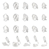 20Pcs 5 Styles Alloy Clip-on Earring Findings, with Horizontal Loops, Heart & Flat Round & Oval & Rhombus & Square, Platinum, 12.5~17x6~11x9~16mm, Hole: 1~1.5mm, 4Pcs/style