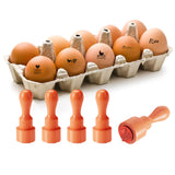 5Pcs 5 Styles Plastic Rubber Stamps with Wood Handles, DIY Egg Drawing Stamps, Chick, 55x20mm, Pattern: 18mm, 1pc/style