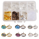 DIY Earring Making, with Brass Stud Earring Findings, Clear Glass Cabochons and Clear Plastic Ear Nuts, Mixed Color, 11x7x3cm