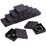 Hot Stamping Jewelry Cardboard Boxes, with Sponge Inside, for Rings, Small Watches, Necklaces, Earrings, Bracelet, Square, Constellation Pattern, 9.3x9.3x3.2cm