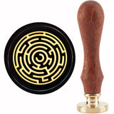 Brass Wax Seal Stamp with Handle, for DIY Scrapbooking, Labyrinth Pattern, 89x30mm