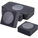 Foldable Kraft Paper Boxes, with Clear Window Paper Boxes, Square, Black, 8x8x3cm