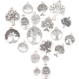 Tibetan Style Alloy Pendants, Tree of Life, Antique Silver, 20x16x2mm, Hole: 1.5mm