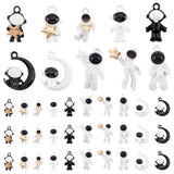 40Pcs 10 Style Alloy Pendants, with Acrylic, Astronaut, Mixed Color, 17.2~22x9~13x4.5mm, Hole: 1.2~1.5mm, 4pcs/style