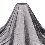 Polyester Silver Stamping Star Mesh Lace Fabric, for DIY Clothing Accessories, Black, 59-1/8 inch(1500mm), 3 yards/pc