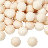 Natural Wooden Round Ball, DIY Decorative Wood Crafting Balls, Unfinished Wood Sphere, No Hole/Undrilled, Undyed, Antique White, 24~25mm, about 48~50pcs/box