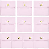 PU Imitation Leather Jewelry Storage Bags, with Snap Buttons, Square, Pearl Pink, 8x8x0.73cm