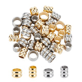 40pcs 4 Style 304 Stainless Steel Beads, Grooved Column, Golden & Stainless Steel Color, 10pcs/style