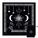 2Pcs 2 Style Cloth Square Altar Tarot Tablecloth, Star Moon Tablecloth, with Velvet Jewelry Pouches Bags, Moon Pattern, 18~490x11.5~490x0.15~1mm, 1pc/style