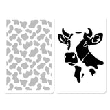 2Pcs 2 Styles PET Plastic Hollow Out Drawing Painting Stencils Templates, Rectangle, Cow, 300x200mm, 1pc/style