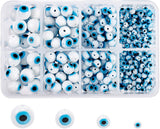 Handmade Evil Eye Lampwork Round Beads, Light Blue, 4mm/6mm/8mm/10mm, Hole: 1mm, about 390pcs/set