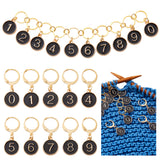 DIY Knitting Tools, including 0~9 Number Alloy Enamel Pendant Stitch Markers and Beaded Knitting Row Counter Chains for Knitting Weaving Sewing Quilting Handmade Jewelry, Black, 2.8~95cm, 11pcs/set