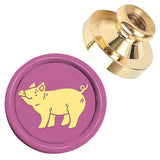 Golden Tone Brass Head, for Wax Seal Stamp DIY Scrapbooking, Pig, 25x14.5mm