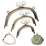 3Pcs 3 Style Iron Kiss Lock Purse Frame Handles, with Resin Imitation Pearl Beads, for Bag Sewing Craft Tailor Sewer, Antique Bronze, 7.9~10x8.7~12.7x1.1~1.3cm, 1pc/style