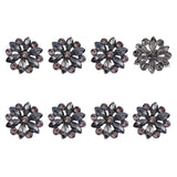 8Pcs 1-Hole Alloy Rhinestone Shank Buttons, Flower, Gunmetal, 18.5~19.5x6mm, Hole: 2.6mm