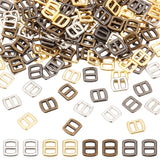 Mini Alloy Buckles, Adjustable Buckle Fasteners, Rectangle, with Bead Container, Mixed Color, 6x5x1mm, Hole: 3x1mm, about 200pcs/box