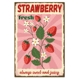 Vintage Metal Tin Sign, Iron Wall Decor for Bars, Restaurants, Cafe Pubs, Rectangle, Strawberry, 300x200x0.5mm