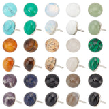 Half Round Gemstone Pins, Iron Drawing Push Pins for Photo, Bulletin Board, 10mm, 15 colors, 2pcs/color, 30pcs/set