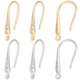 16Pcs 2 Colors Brass Micro Pave Clear Cubic Zirconia Earring Hooks, with Horizontal Loops, Mixed Color, 17x2.5mm, Hole: 1mm, Pin: 0.9mm