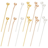12Pcs 6 Style Alloy Hair Stick Findings, Vintage Decorative for Hair Diy Accessory, Flower Shape, Mixed Color, 2pcs/style