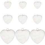 30Pcs 3 Styles 304 Stainless Steel Pendant Cabochon Settings, Plain Edge Bezel Cups, Heart, Stainless Steel Color, Tray: 12~28x12~29mm, 16.5~34x13~31x1~2mm, Hole: 2.2~3mm, 10pcs/style