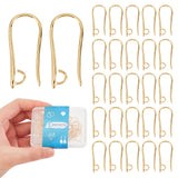 30Pcs Rack Plating Brass Earring Hooks, with Horizontal Loops, Lead Free & Cadmium Free, Real 24K Gold Plated, 20.5x2.5mm, Hole: 2mm, 18 Gauge, Pin: 1mm
