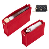 2Pcs 2 Style Wool Felt Bag Organizer Inserts, with Alloy D-rings and Iron Findings, for Envolope Bag Accessories, Rectangle, Red, 17~23x12~15.5x4.6~4.8cm, Hole: 16x13.5mm, 1pc/style
