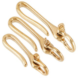 3Pcs 3 Styles U-Shaped Brass Key Hook Shanckle Clasps, for Wallet Chain, Key Chain Clasp, Pocket Clip, Golden, 60~90x15~24x14~15mm, 1pc/style