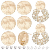 12Pcs Brass Stud Earring Findings, with Vertical Loops, Flat Round, with 30Pcs Plastic Ear Nuts, Real 18K Gold Plated, 10x11.5mm, Hole: 1.2mm, Pin: 0.8mm