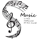 PVC Wall Decoration, Decorative Wall Stickers, Word Music is The Medicine of The Mind, Musical Note Pattern, 325x290x0.1mm