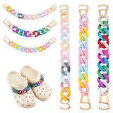 4pcs 2 styles Rainbow Color Acrylic Shoe Decoration Curban Chains, with Alloy Clasps, Mixed Color, 225~245mm, 2pcs/style