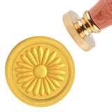 Retro Wax Seal Stamp Set, including Safflower Pear Wood Handle & Removable Brass Head, for Envelopes, Invitations, Gift Card, Chrysanthemum Pattern, 83x22mm