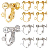 40Pcs 2 Colors Brass Converter Findings, for non-pierced Ears, with Loop, Platinum & Golden, 17x13.5x5mm, Hole: 1.2mm, 20Pcs/color